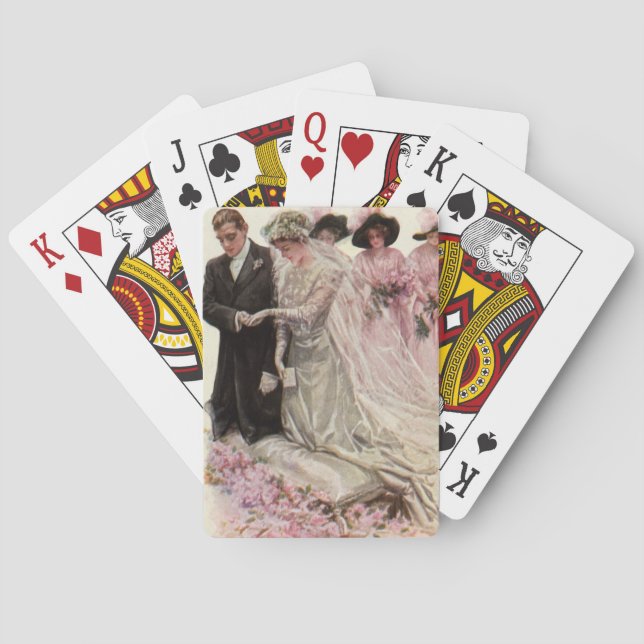 Vintage Viktorianische Hochzeitsfeier Braut und Br Spielkarten (Rückseite)