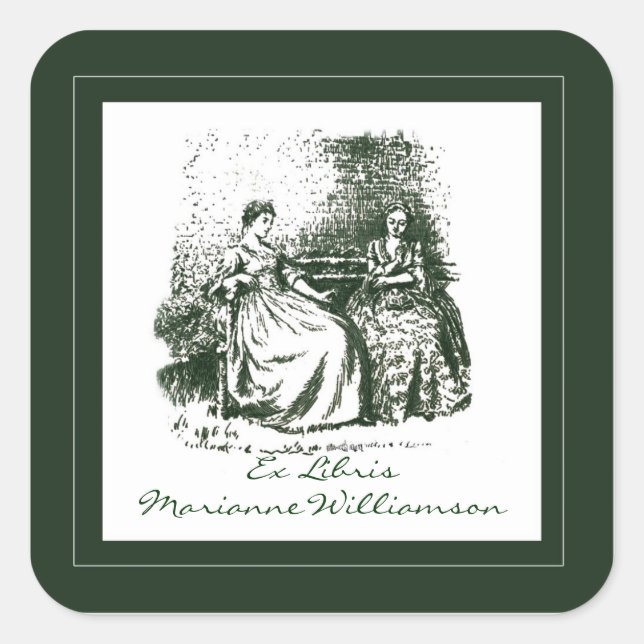 Vintage Viktorianische Illustrationsbuchaufkleber Quadratischer Aufkleber (Vorderseite)