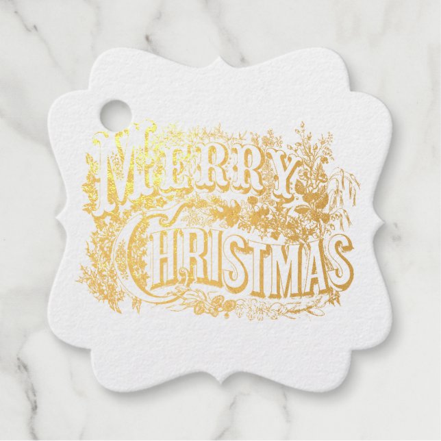 Vintage Viktorianische kalligraphische Weihnachtsm Geschenkanhänger (Vorderseite)