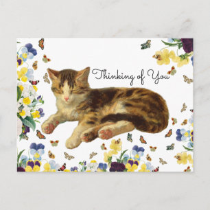 Vintage viktorianische Katzennaph Floral Zum Geden Postkarte
