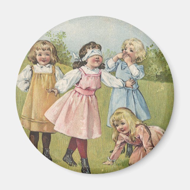 Vintage Viktorianische Kinder spielen Blinden Mann Magnet (Vorne)