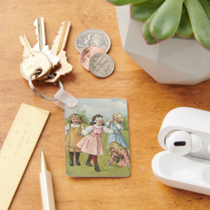 Vintage Viktorianische Kinder spielen Blinden Mann Schlüsselanhänger