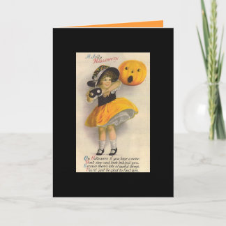 Vintage viktorianische Kindermädchen KürbisKarten Feiertagskarte