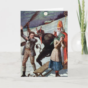 Vintage Viktorianische Krampus Weihnachtskarte Feiertagskarte