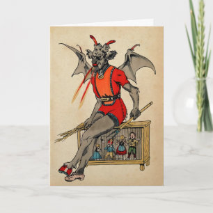 Vintage Viktorianische Krampus Weihnachtskarte Feiertagskarte