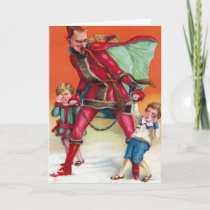 Vintage Viktorianische Krampus Weihnachtskarte Feiertagskarte