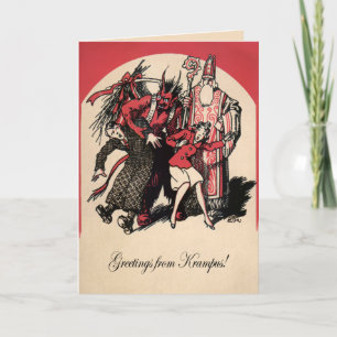 Vintage Viktorianische Krampus Weihnachtskarte Feiertagskarte