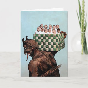 Vintage Viktorianische Krampus Weihnachtskarte Feiertagskarte