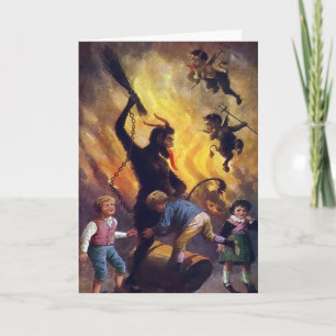 Vintage Viktorianische Krampus Weihnachtskarte Feiertagskarte