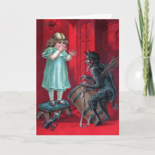Vintage Viktorianische Krampus Weihnachtskarte Feiertagskarte