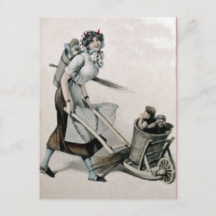 Vintage Viktorianische Krampusfrau Postkarte