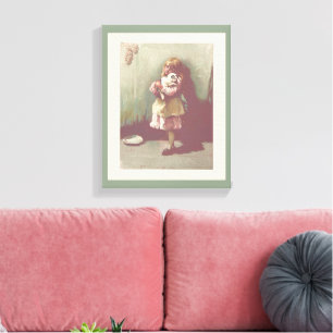 Vintage viktorianische Kunst Hübsches Mädchen mit  Leinwanddruck