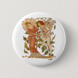 Vintage Viktorianische Kunst, Rose von Walter Cran Button
