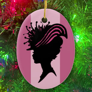 Vintage Viktorianische Lady Black Silhouette Extra Keramik Ornament