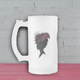 Vintage Viktorianische Lady Black Silhouette Extra Mattglas Bierglas