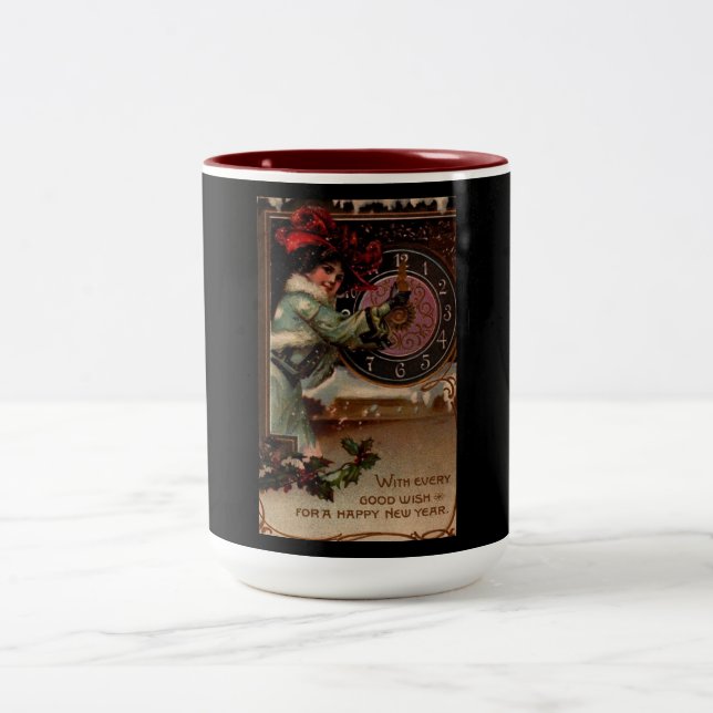 Vintage Viktorianische Lady Happy New Year Tasse (Mittel)
