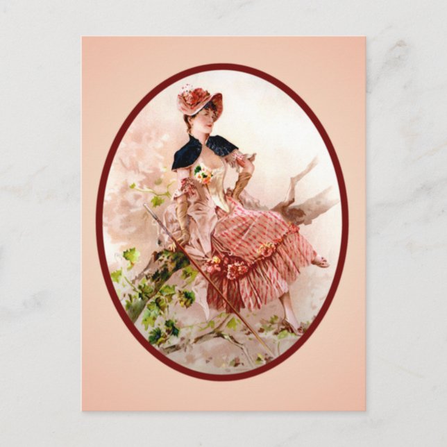 Vintage Viktorianische Lady Postcard Postkarte (Vorderseite)