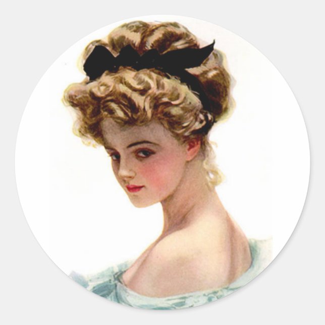 Vintage Viktorianische Lady Stickers Siegel (Vorderseite)