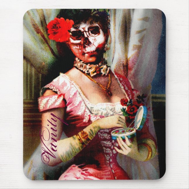 Vintage Viktorianische Lady Vanity Skull Mousepad (Vorne)