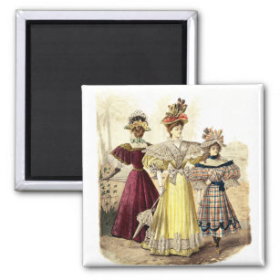 Vintage Viktorianische Ladys in Kleidung mit Sonne Magnet