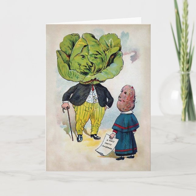 Vintage Viktorianische Lebensmittel Feiertagskarte (Vorderseite)