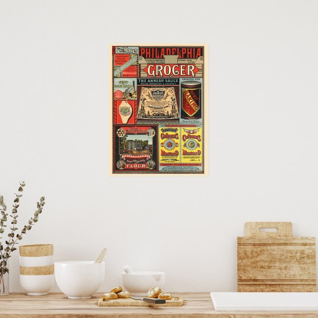 Vintage Viktorianische Lebensmittelwerbung Poster (Küche)