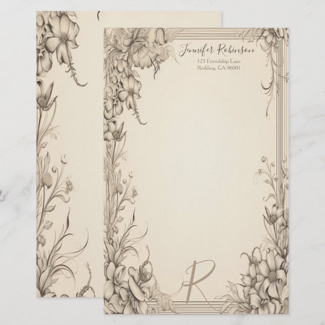 Vintage Viktorianische Look Stationierung Briefpapier (Vorne/Hinten)