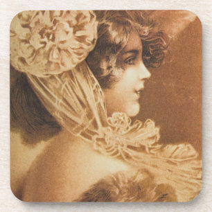 Vintage viktorianische Mädchen-Illustration Getränkeuntersetzer