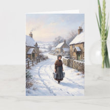 Vintage viktorianische Milchmädchen-Winterdorf Wei