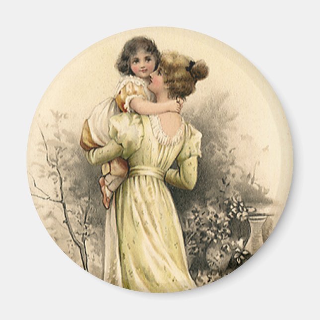 Vintage Viktorianische Mutter Kindermädchen Magnet (Vorne)
