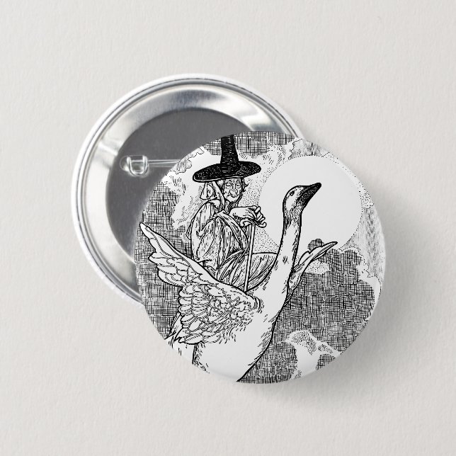 Vintage Viktorianische Muttergoose von Charles Rob Button (Vorne & Hinten)