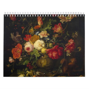 Vintage viktorianische Öl-mit Blumenmalereien, Kalender