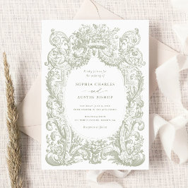 Vintage Viktorianische Ornament-Rahmen-Hochzeit Einladung