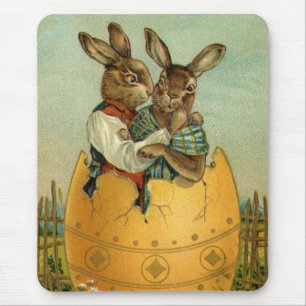 Vintage viktorianische Osterhasen in einem goldene Mousepad