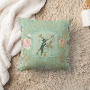Vintage viktorianische Pastell-Blumen-Rokokomalere Kissen