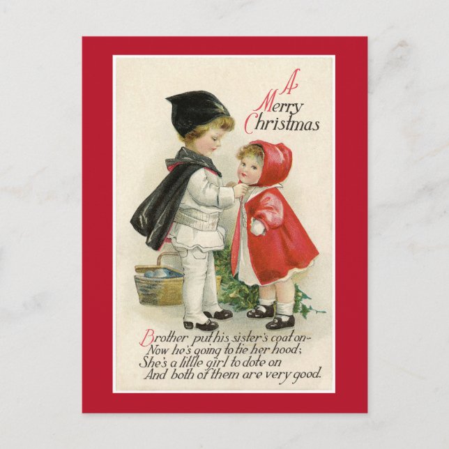 VINTAGE VIKTORIANISCHE POSTCARD "A MERRY CHRISTMAS POSTKARTE (Vorderseite)
