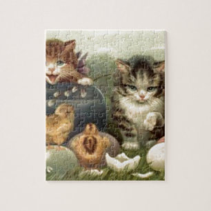 Vintage viktorianische Retro Kunst-Katzen-Kätzche