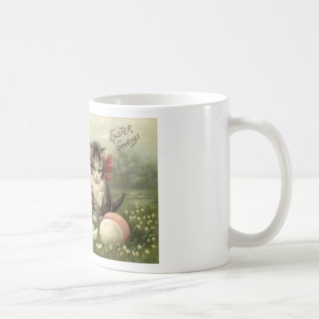 Vintage viktorianische Retro Kunst-Katzen-Kätzchen Kaffeetasse (Rechts)