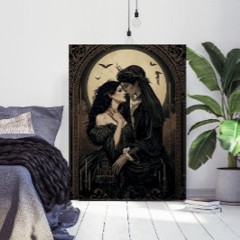 Vintage viktorianische romantische Mondlicht-Kunst Poster
