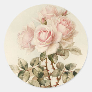 Vintage viktorianische romantische Rosen Runder Aufkleber