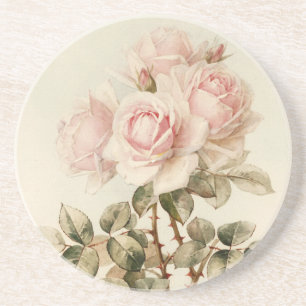 Vintage viktorianische romantische Rosen Sandstein Untersetzer