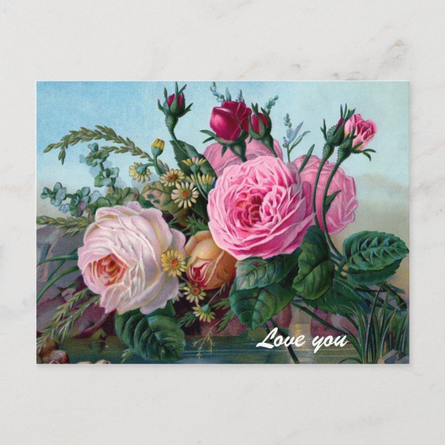 Vintage Viktorianische Rose Benutzerdefinierte Pos Postkarte (Vorderseite)