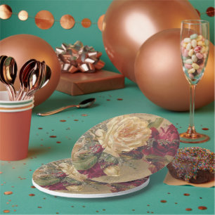 Vintage Viktorianische Rose Pappteller