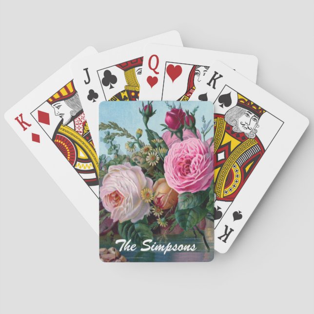 Vintage viktorianische Rosen-kundenspezifische Spielkarten (Rückseite)