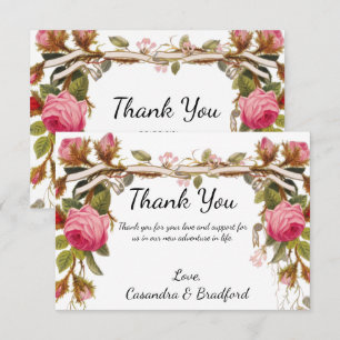 Vintage Viktorianische Rosenblüte Hochzeit Danke 