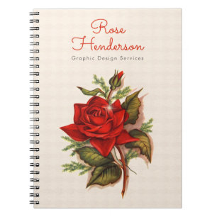Vintage viktorianische Rote Rose Romance Notizblock