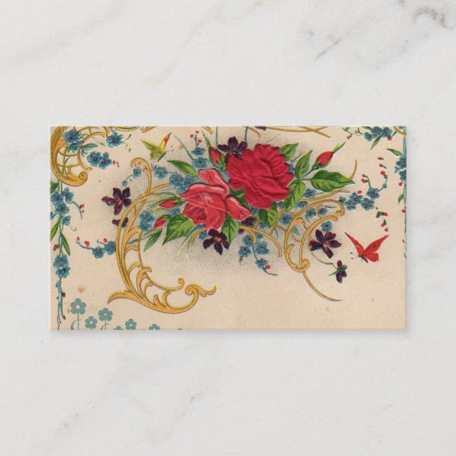 Vintage Viktorianische Rote Rosen Visitenkarte (Vorderseite)