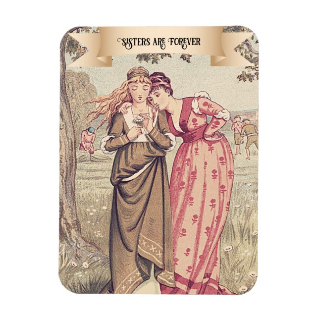 Vintage Viktorianische Schwestern Niedlich Regency Magnet (Vertikal)