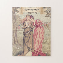 Vintage Viktorianische Sisters Illustration Regenc