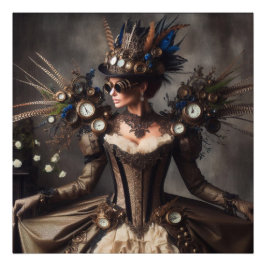 Vintage Viktorianische Steampunk Uhrzeitdame Fotodruck